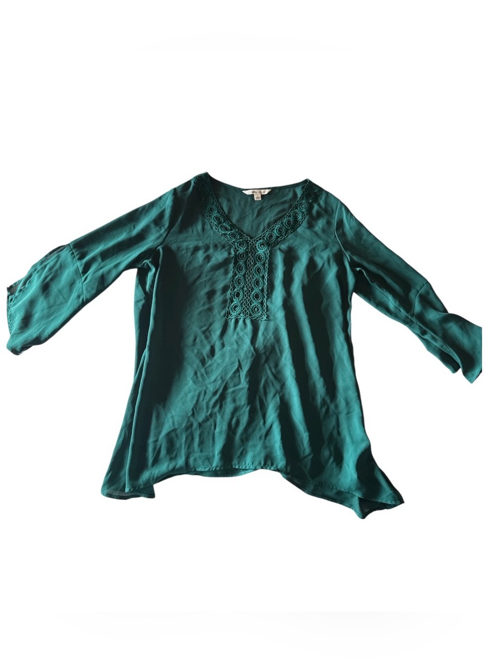 The Pioneer Woman Teal V-Neck Crochet-Trim Tunic